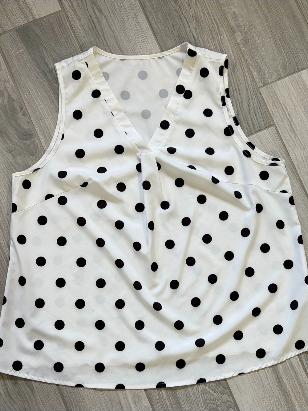 Black Polka Dot V-Neck Sleeveless Top - Women
